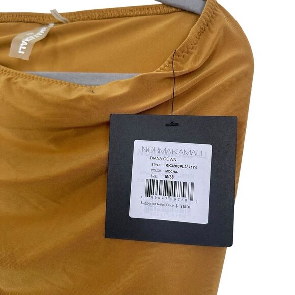 SOLD:Norma Kamali Diana Ruched One-Shoulder Gown Dress Mocha New M - Picture 4 of 9